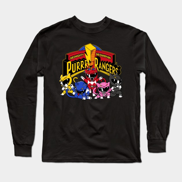 Purrr Rangers Cat Shirt Long Sleeve T-Shirt by vo_maria